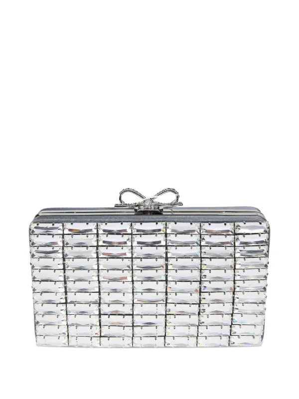 Self-Portrait Bow-detail Clutch Bag in Grey