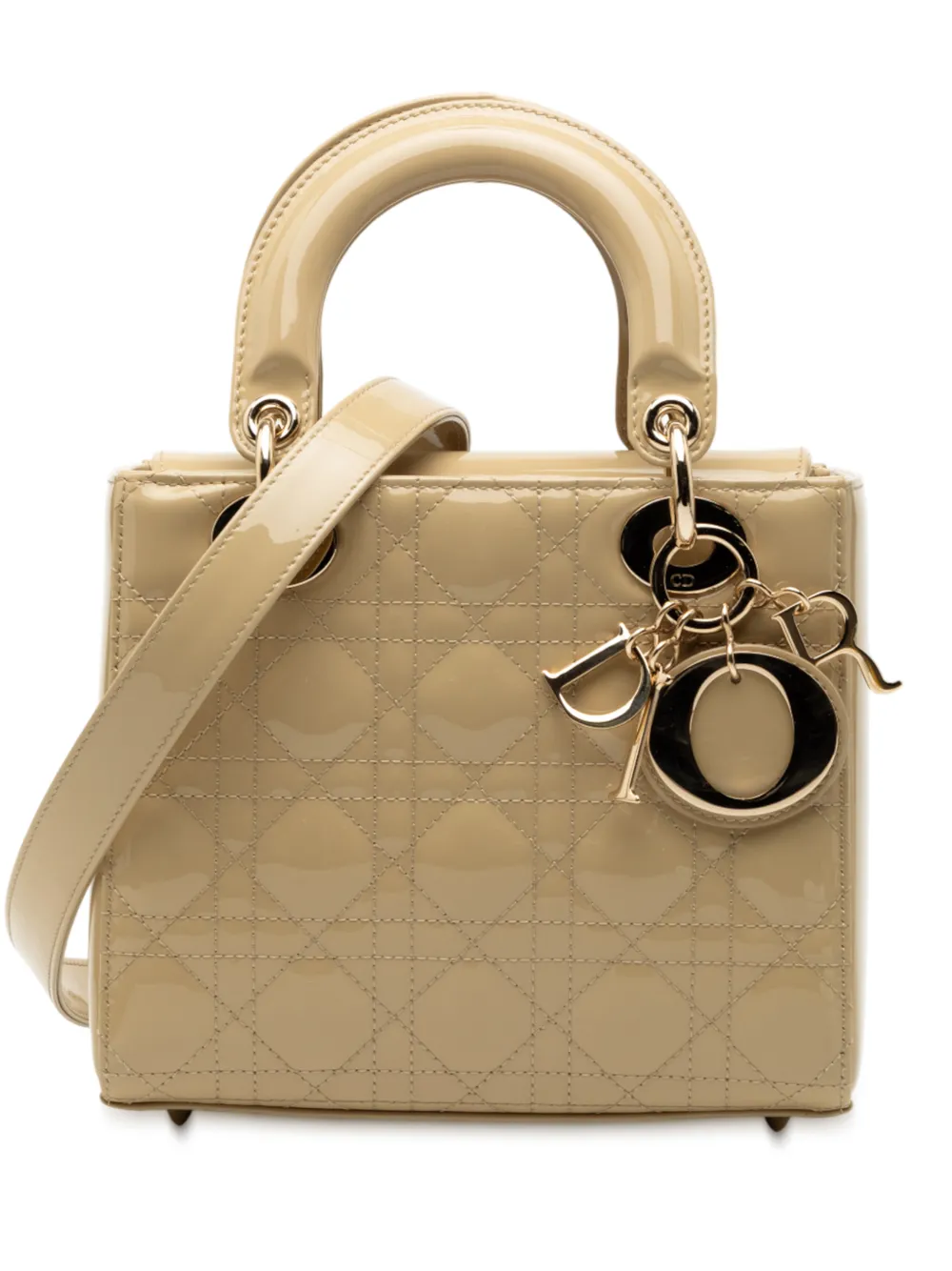 Christian Dior Pre-Owned 2020 Small Patent Cannage Lady Dior satchel - Marrone