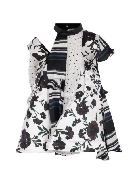 sacai floral-print patchwork blouse