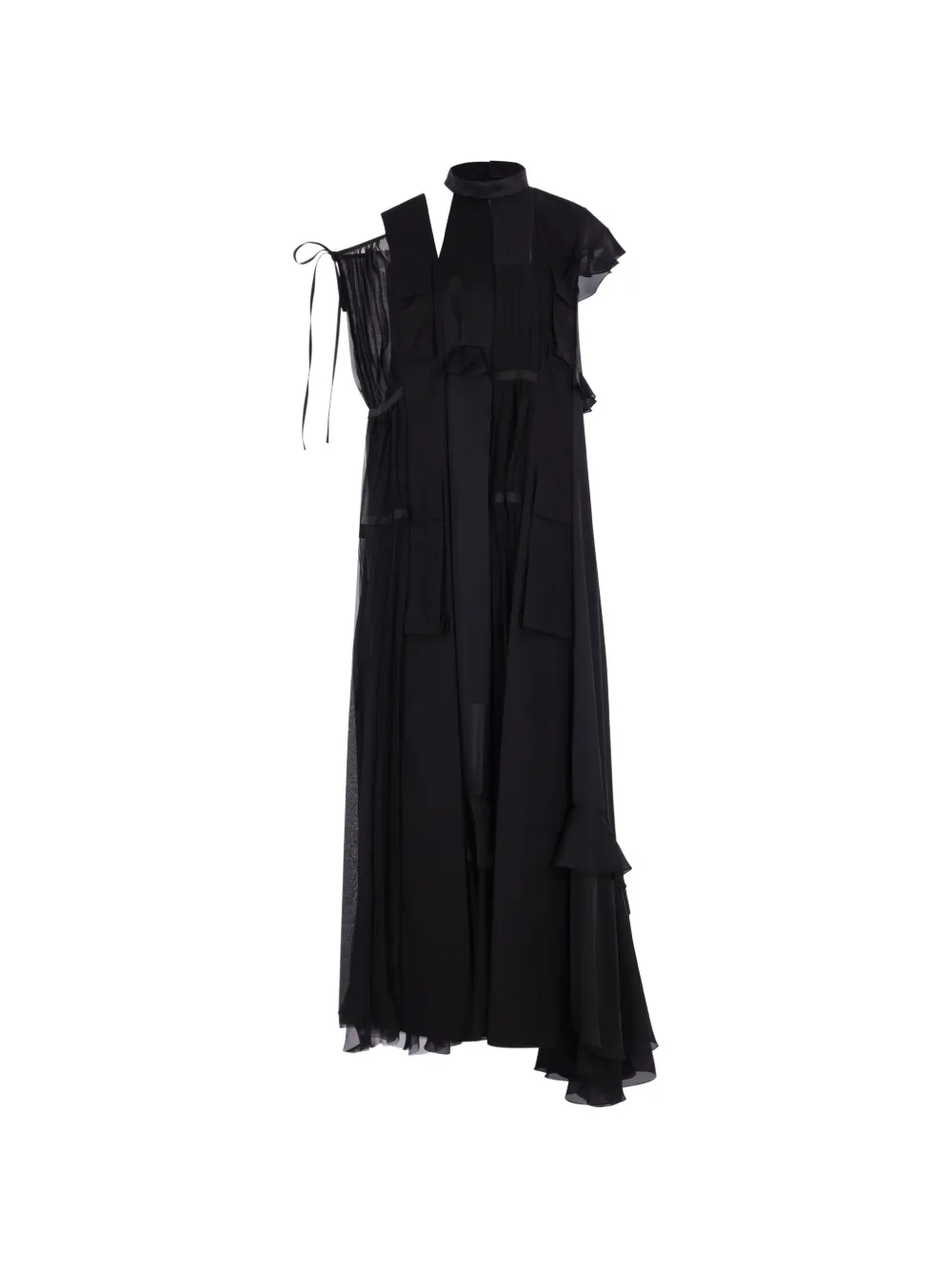 sacai ruffled asymmetric dress - Nero