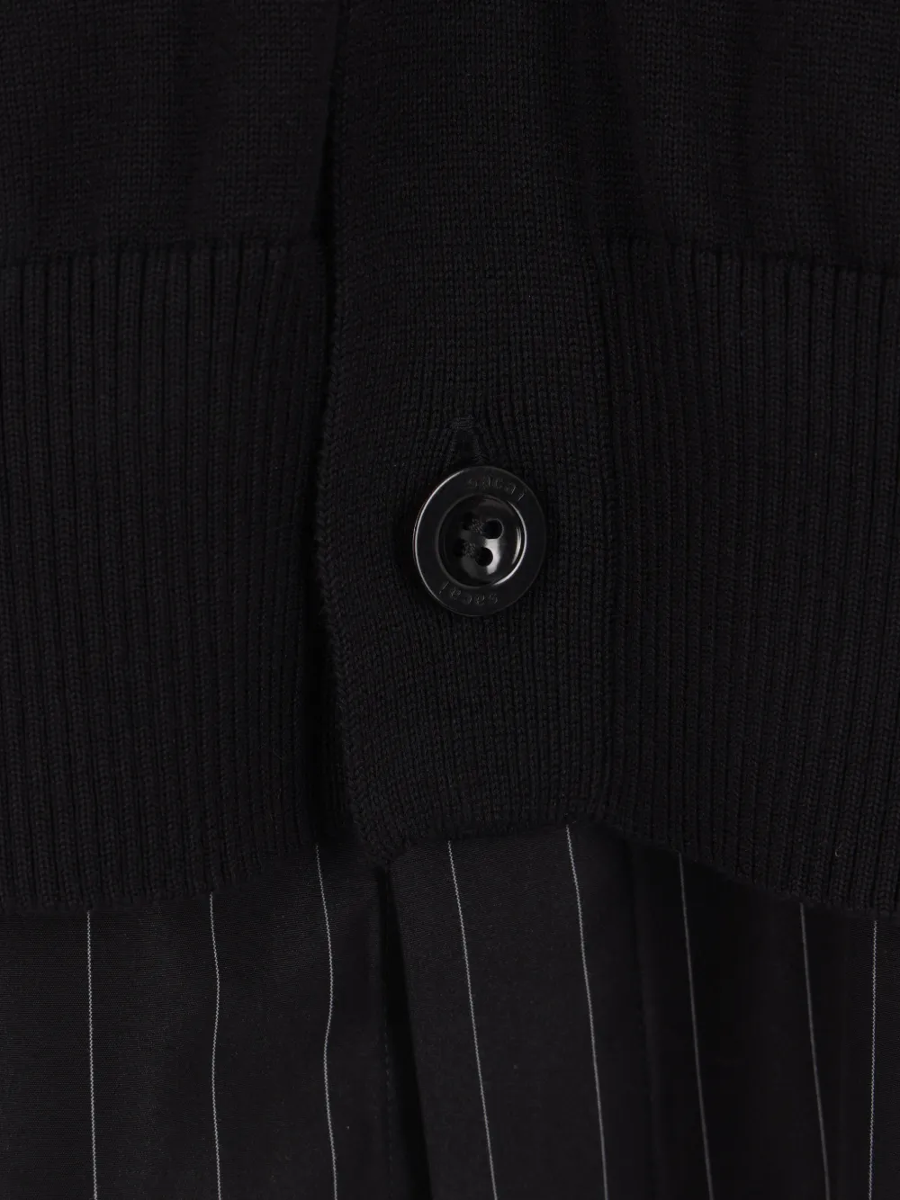  Sacai Pinstripe Button Cardigan - Black 