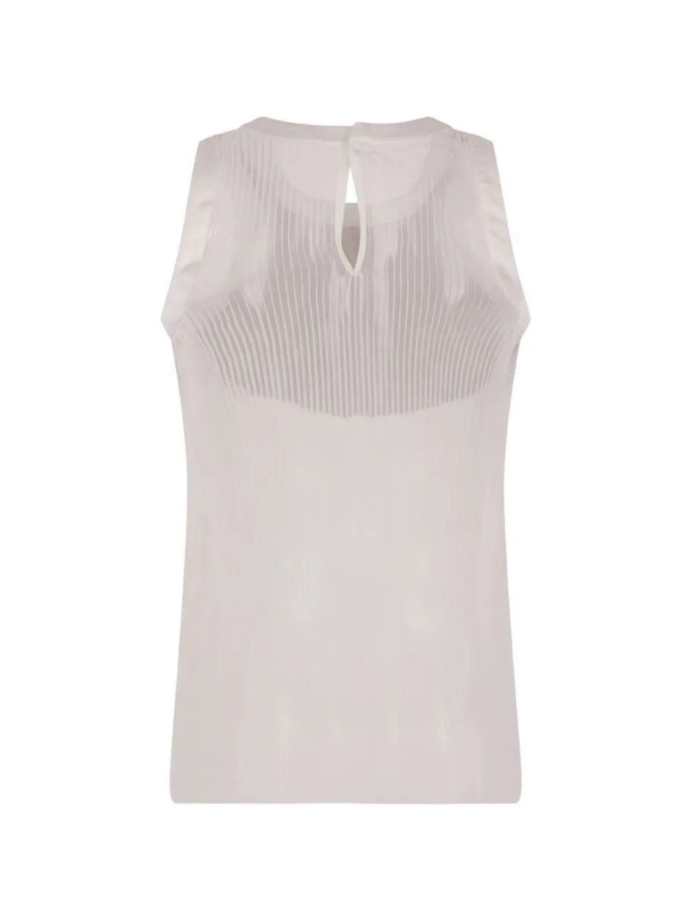  Sacai Pleated Chiffon Sleeveless Top - White 