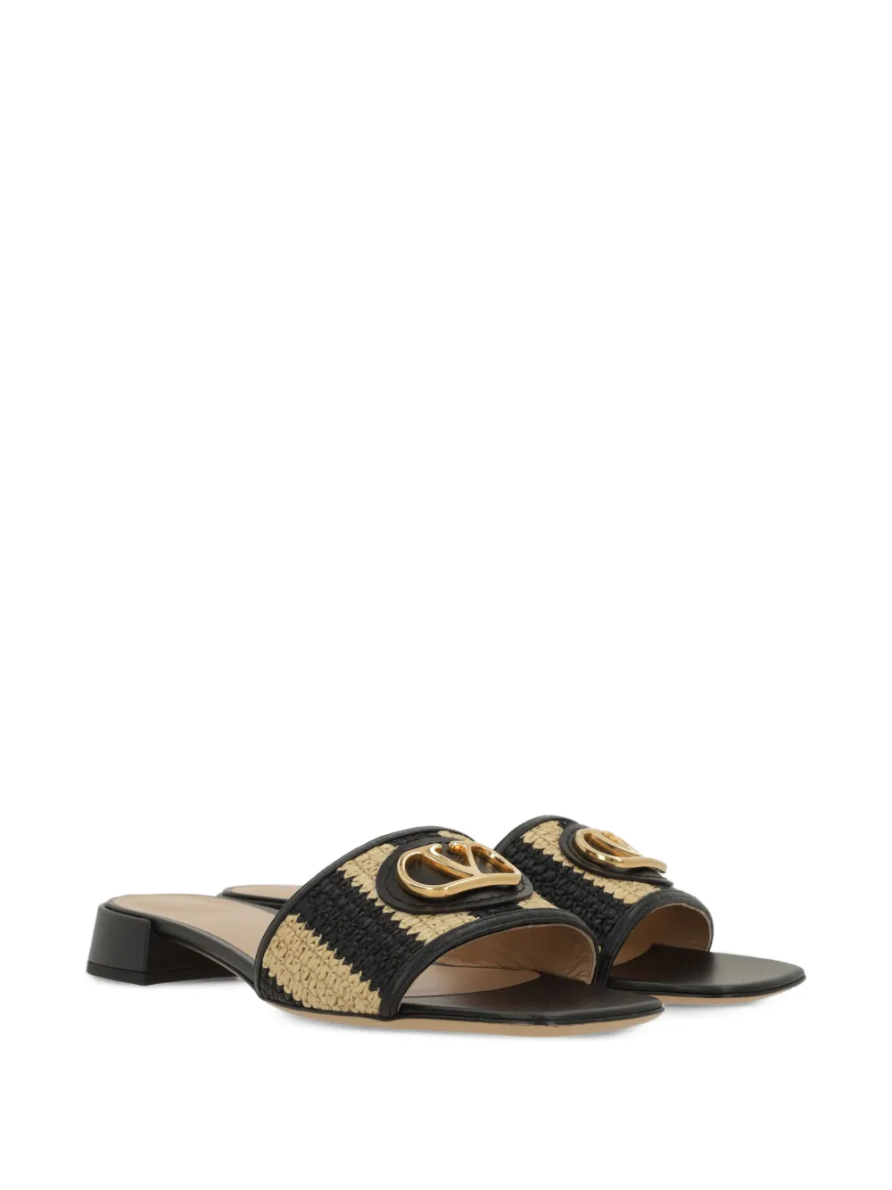 Valentino Garavani Gestreepte sandalen met logopatch Zwart