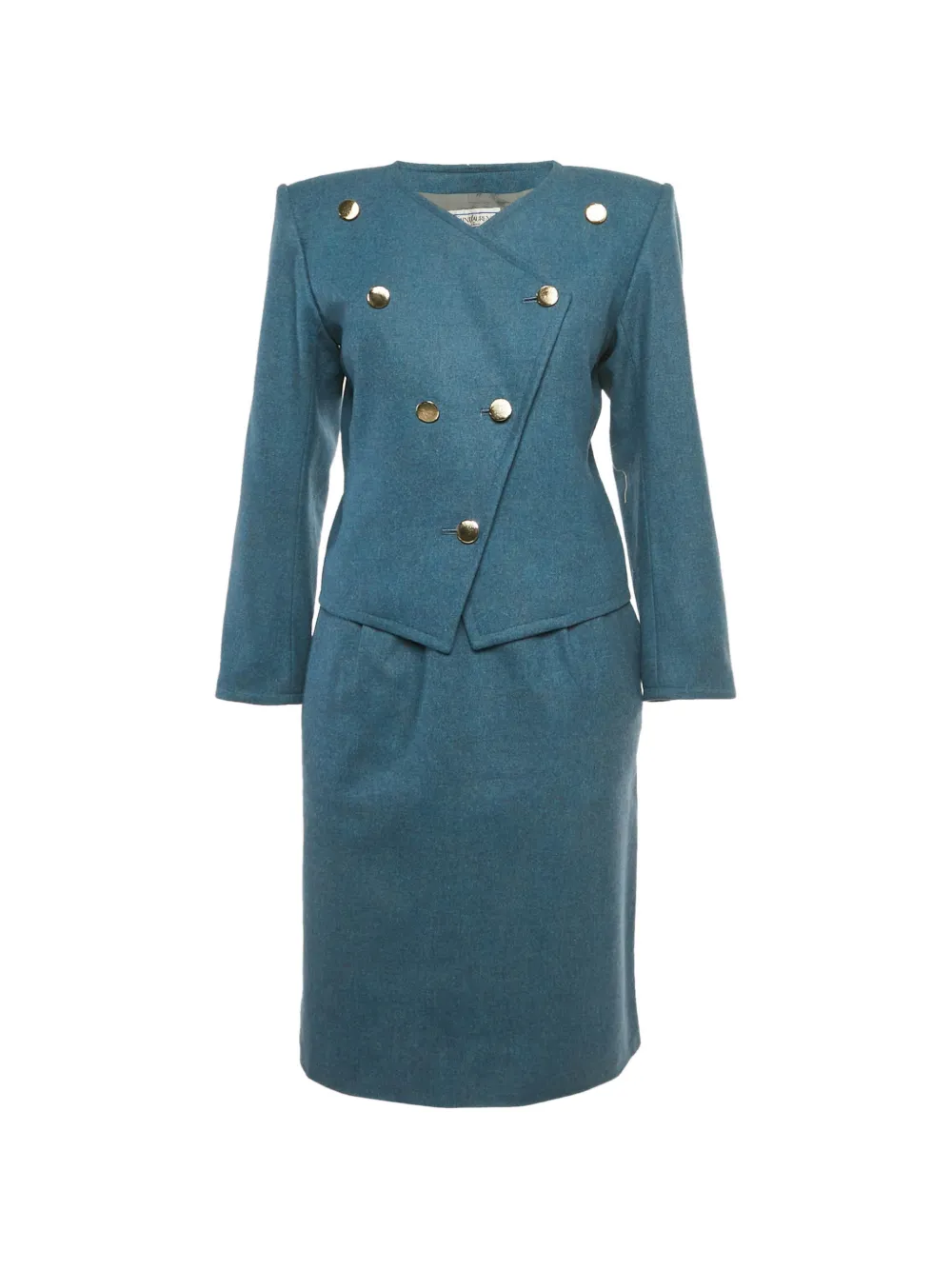 Saint Laurent Pre-Owned Tailleur con gonna in lana - Blu