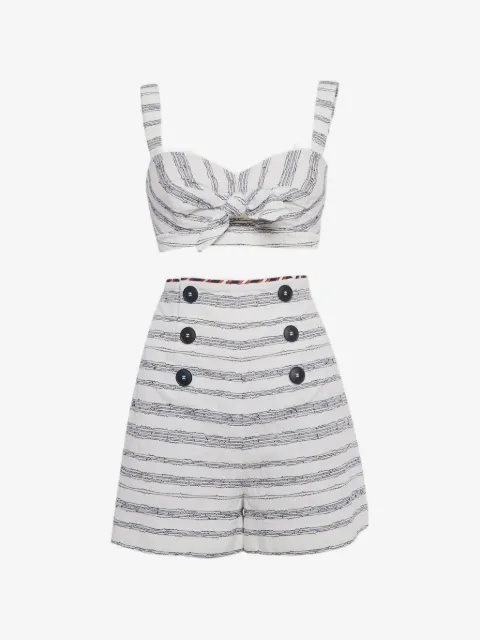 Paule Ka stripe embroidered shorts set
