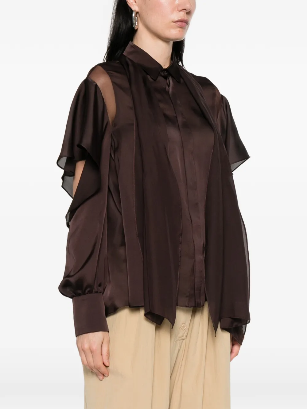 sacai Blouse met ruches Bruin