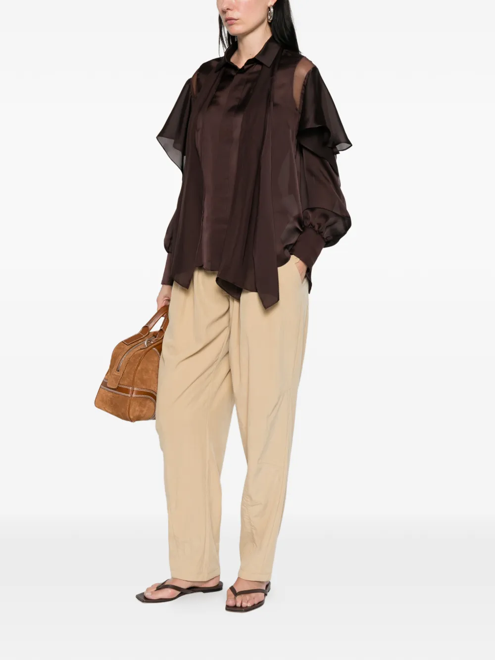 sacai Blouse met ruches Bruin