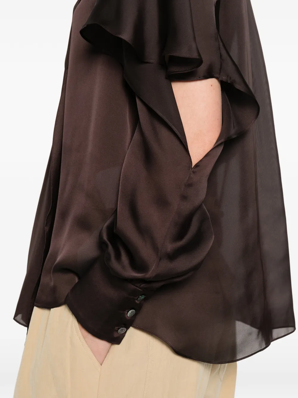sacai Blouse met ruches Bruin