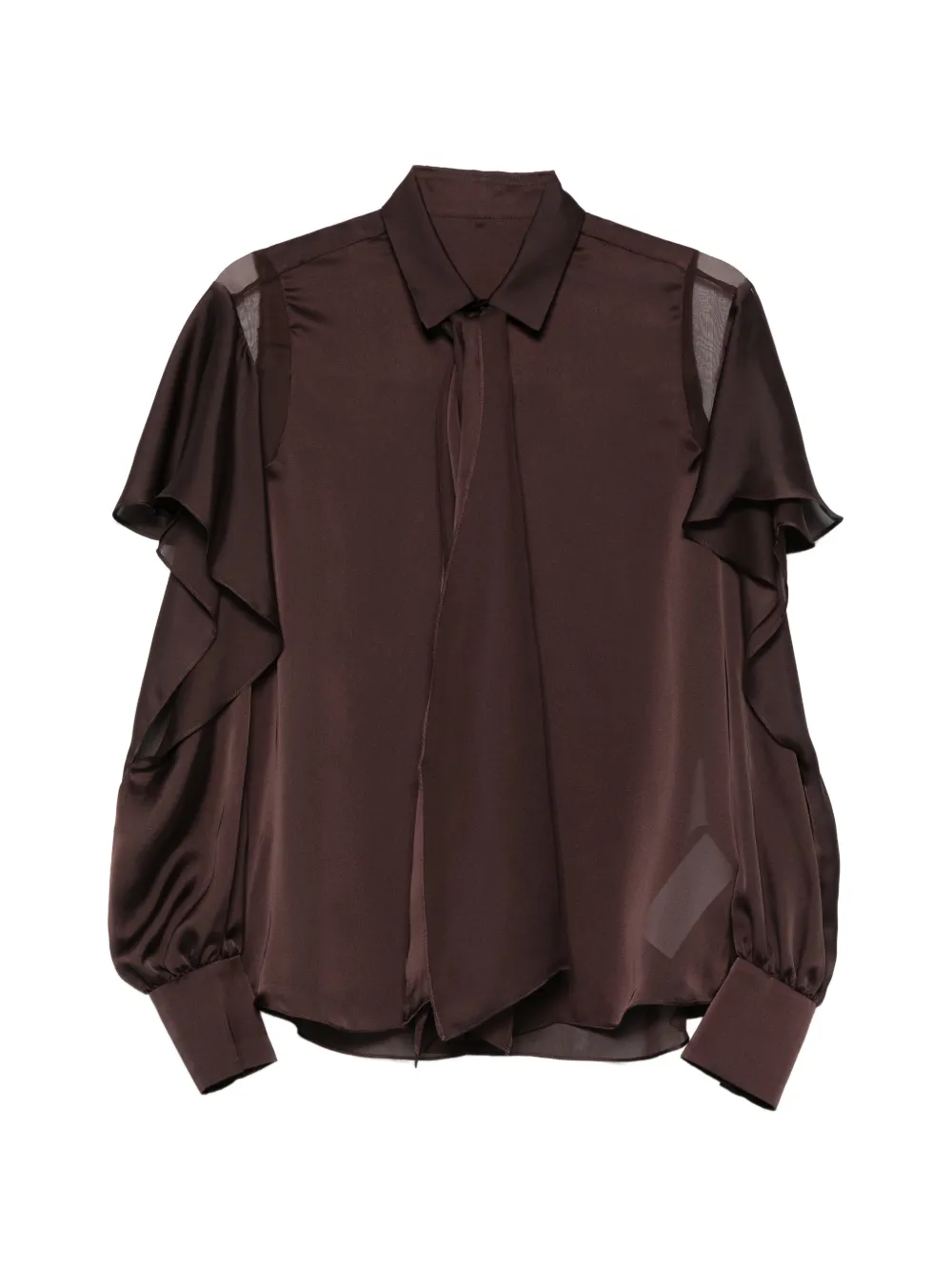 sacai ruffled panelled shirt - Marrone
