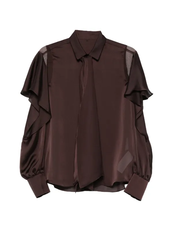 Sacai Ruffled Panelled Shirt in Brown