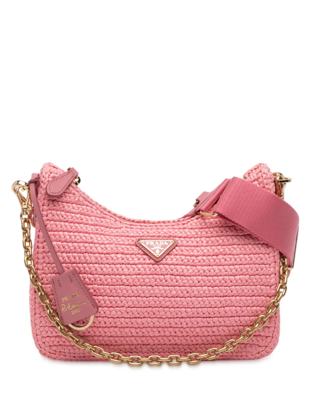 Prada Pre-Owned 2019-2025 Yarn Effect Raffia Crochet Re Edition 2005 satchel - Rosa