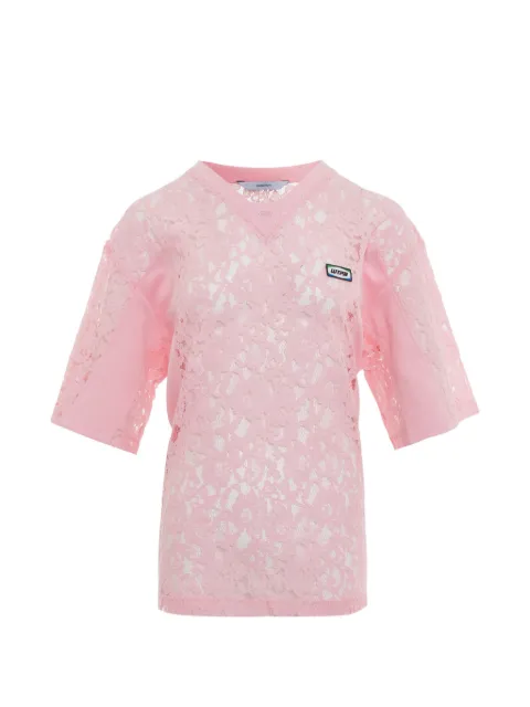 pushBUTTON lace-panelled T-shirt