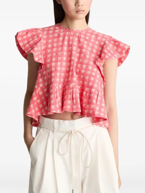 Lee Mathews Karierte Nina Bluse mit Rüschen