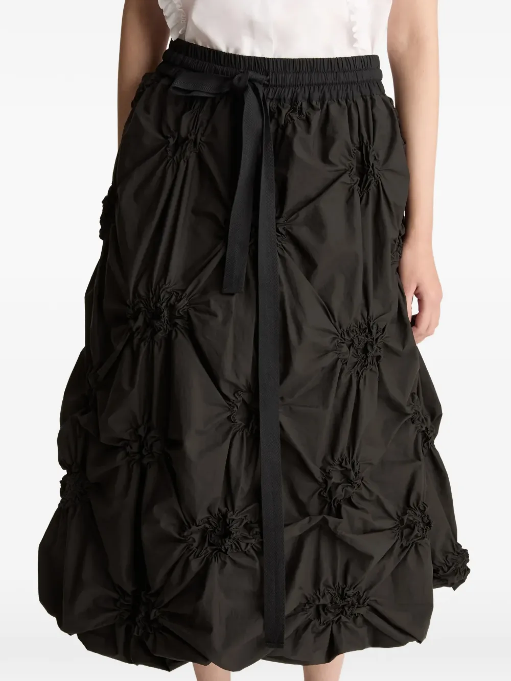  Lee Mathews Johanna Drawstring Gathered Midi Skirt - Black 