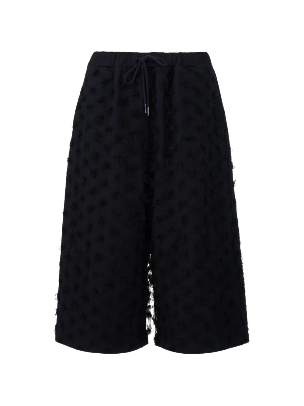 Pushbutton Drawstring Textured Shorts In Black