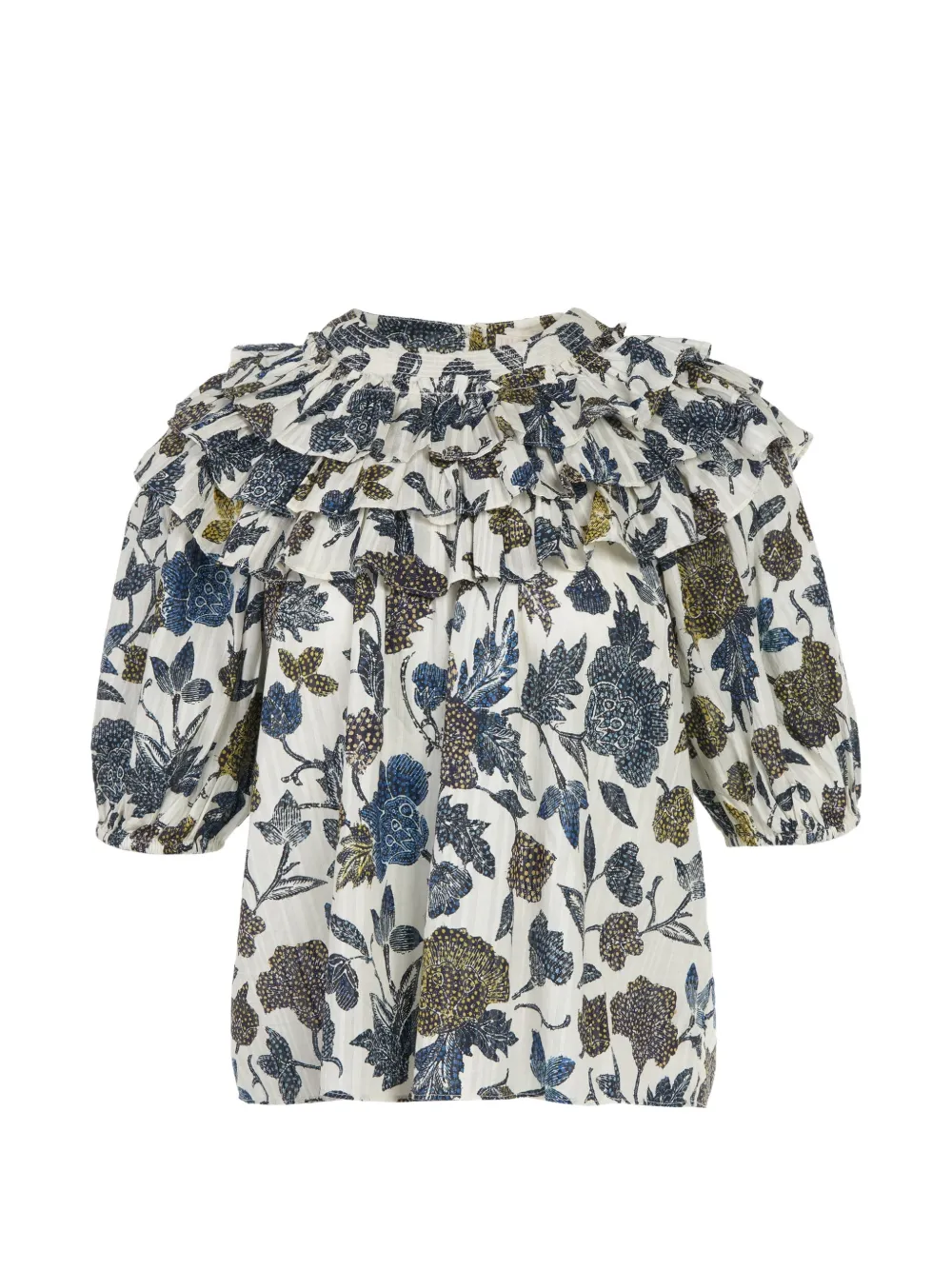 Ulla Johnson ruffled floral blouse - Bianco