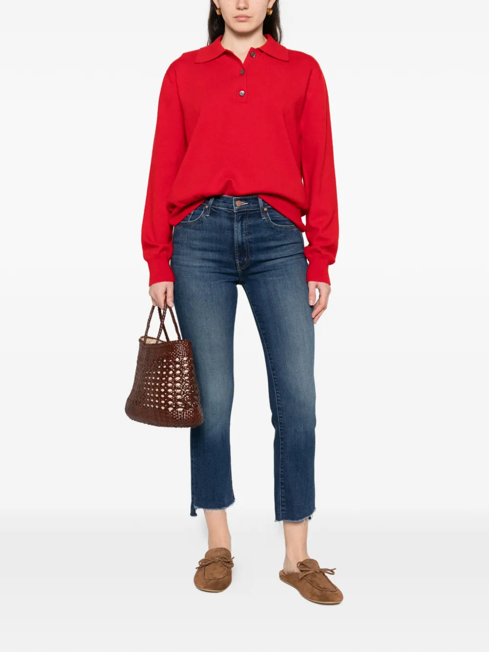  Mother The Insider Crop Step Fray Frayed-hem Jeans - Blue 