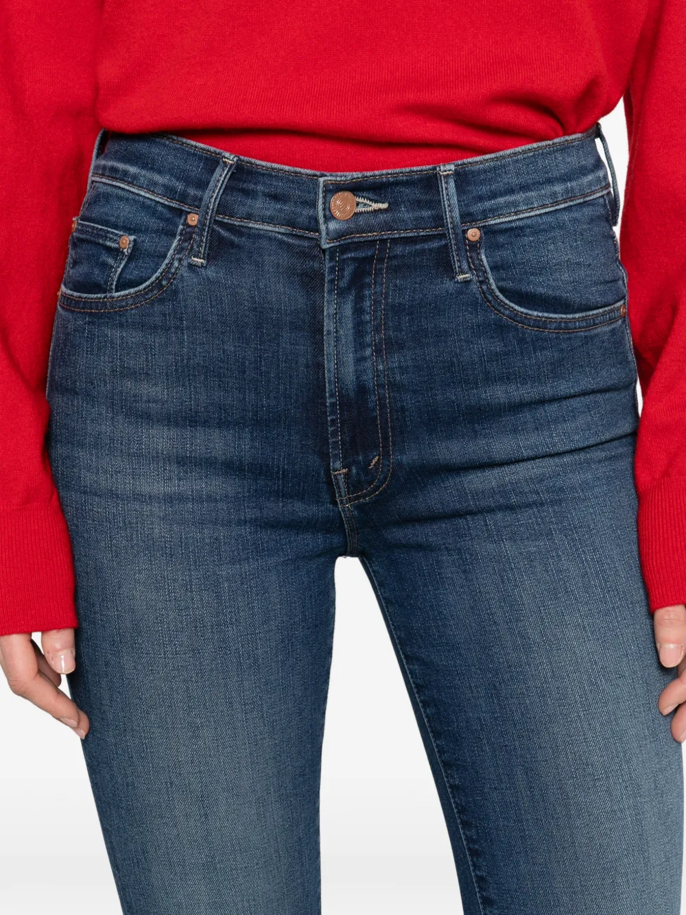 MOTHER The Insider Crop Step Fray jeans met franje Blauw