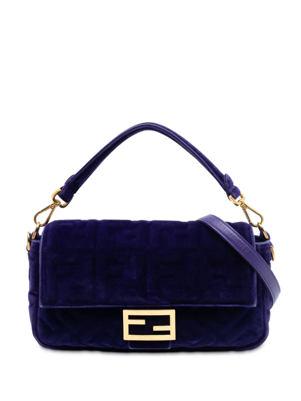 Fendi Pre-Owned 2000-2010 Zucca Embossed Velvet Baguette satchel - Viola