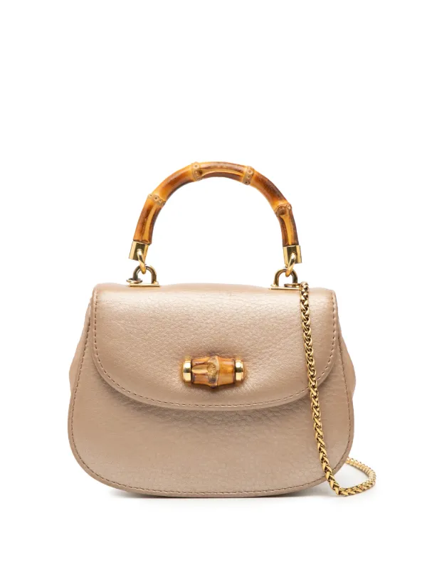 Gucci Pre-Owned 2000-2015 ミニ メタリック レザー バンブーナイト 