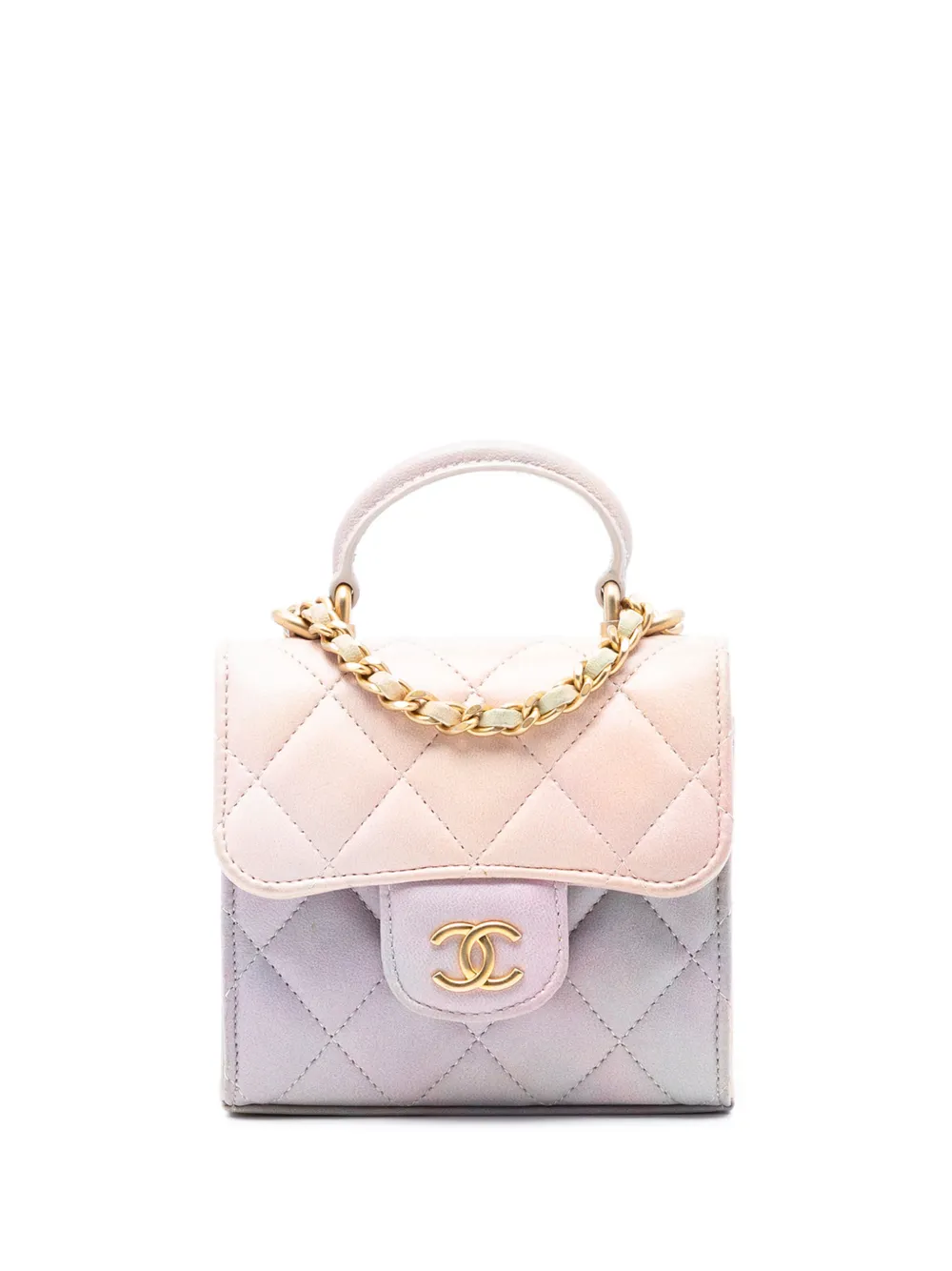 CHANEL Pre-Owned 2021 CC Quilted Lambskin Ombre Top Handle Flap Clutch With Chain satchel - Rosa