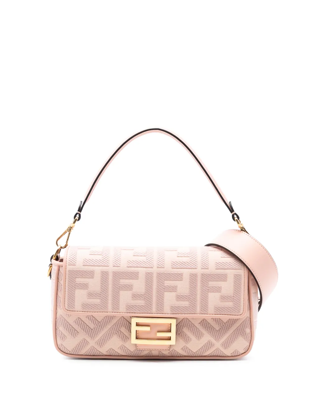Fendi Pre-Owned Borsa a tracolla Baguette in tela con motivo Zucca ricamato 2010-2025 - Rosa