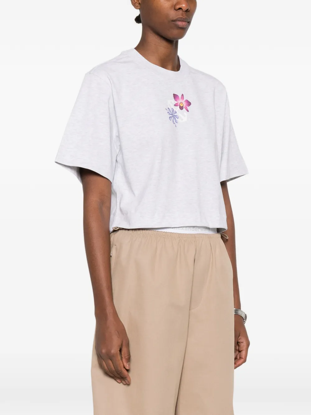 Off-White T-shirt met bloemenprint Grijs