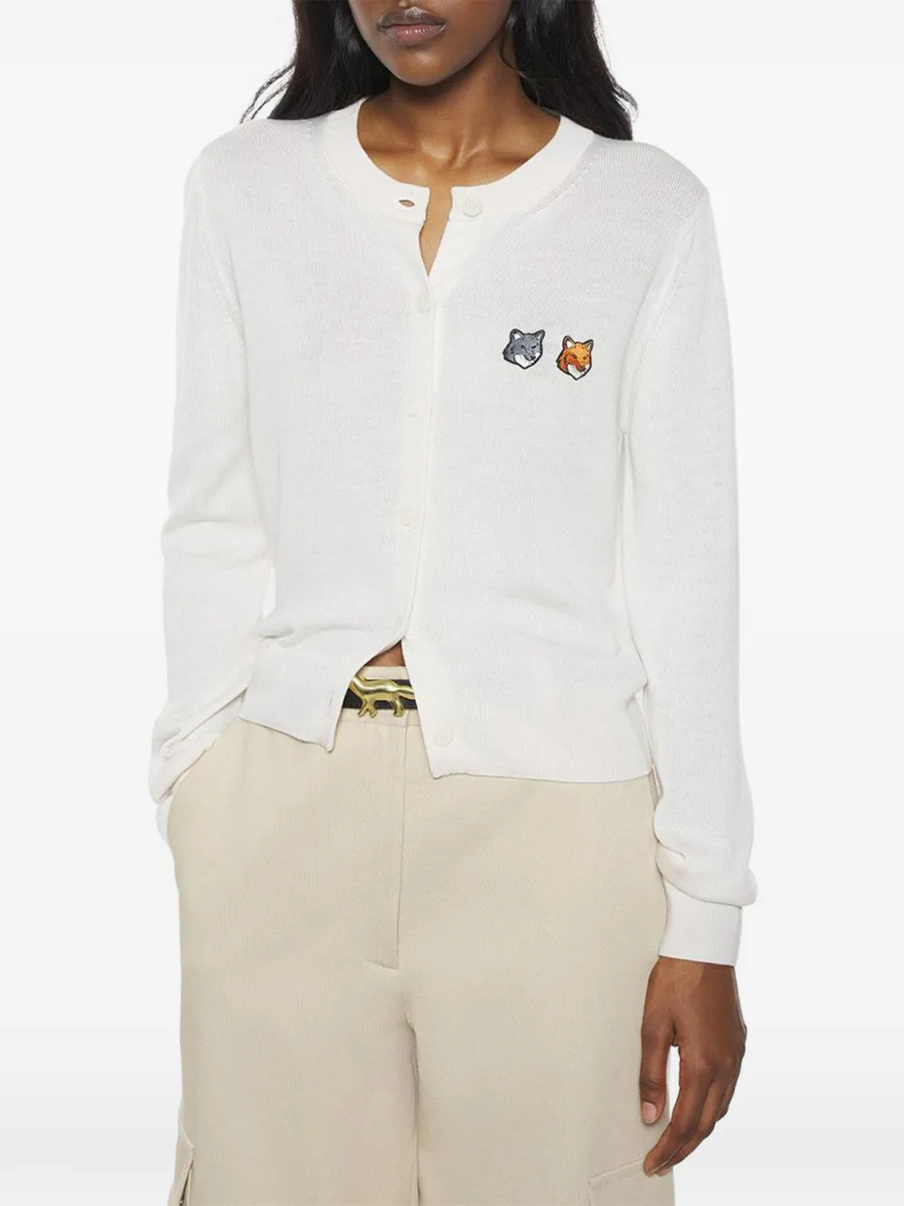 Fox-Motif Buttoned Cardigan