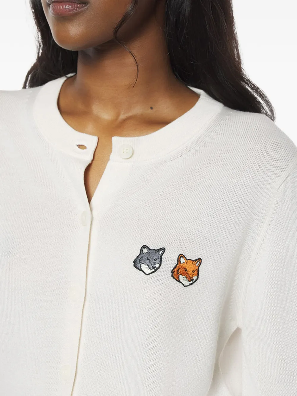 Fox-Motif Buttoned Cardigan