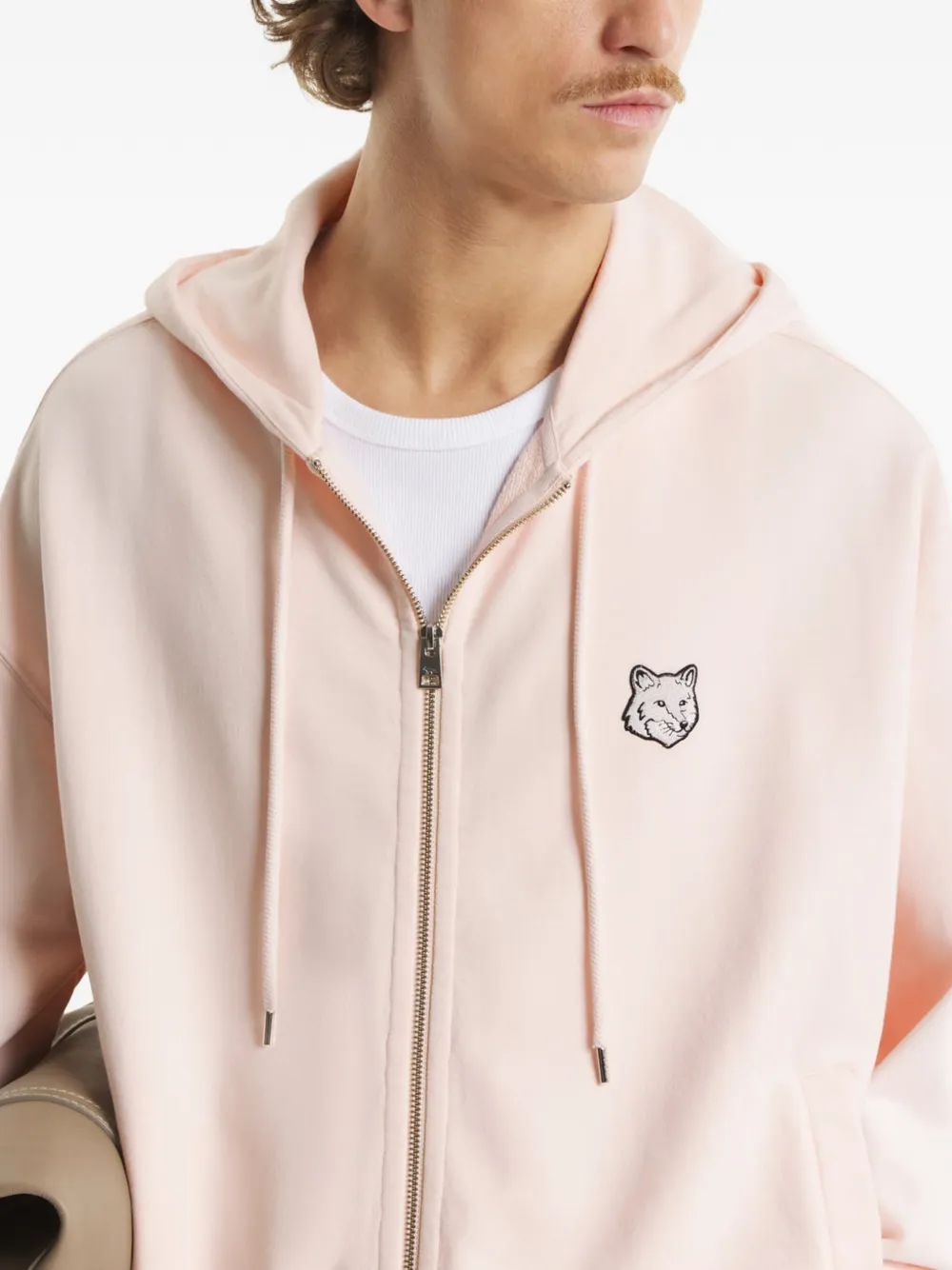 Maison Kitsuné Hoodie met vossenpatroon en rits Roze