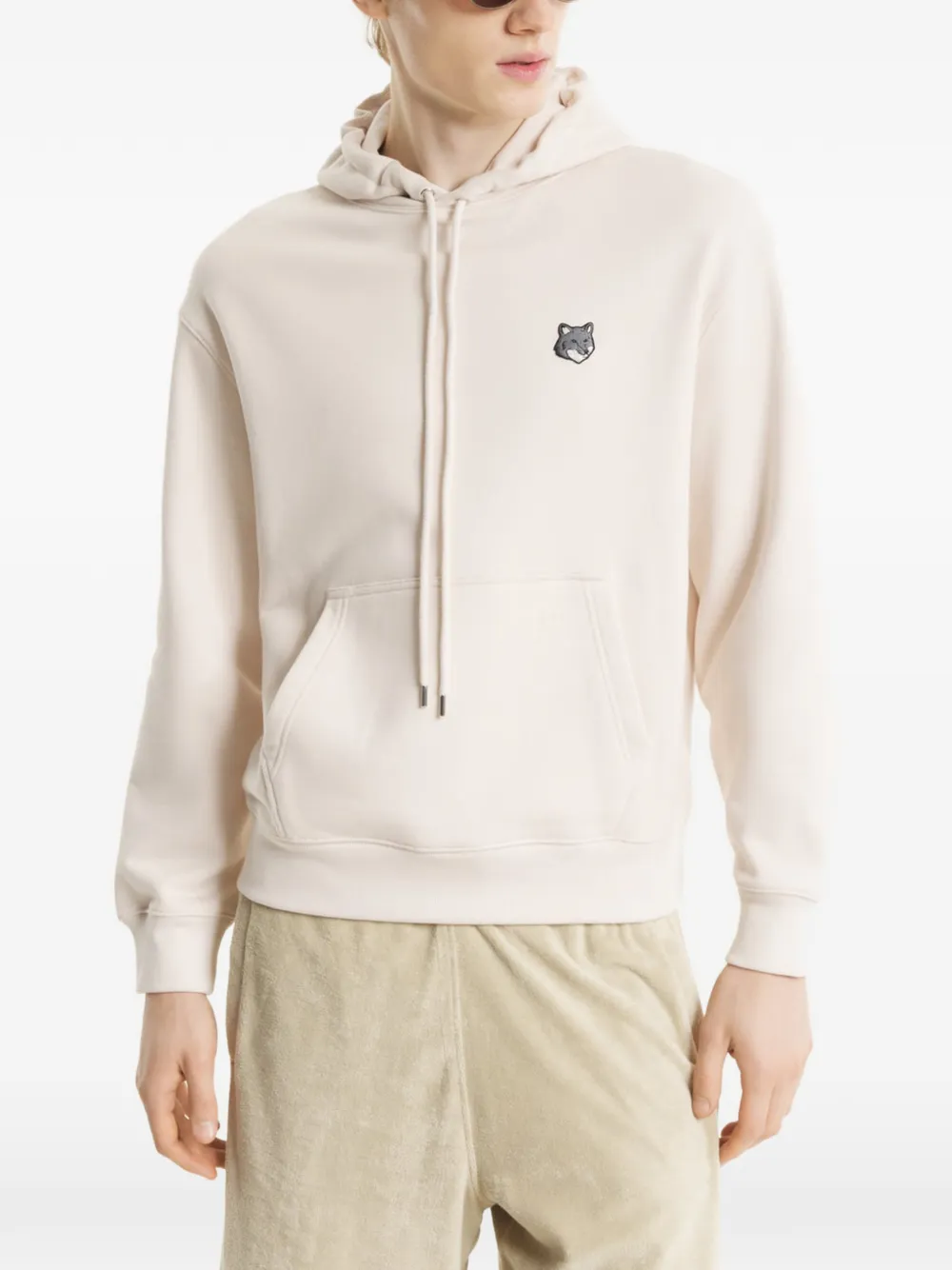 Maison Kitsuné Hoodie met vossenkop Beige