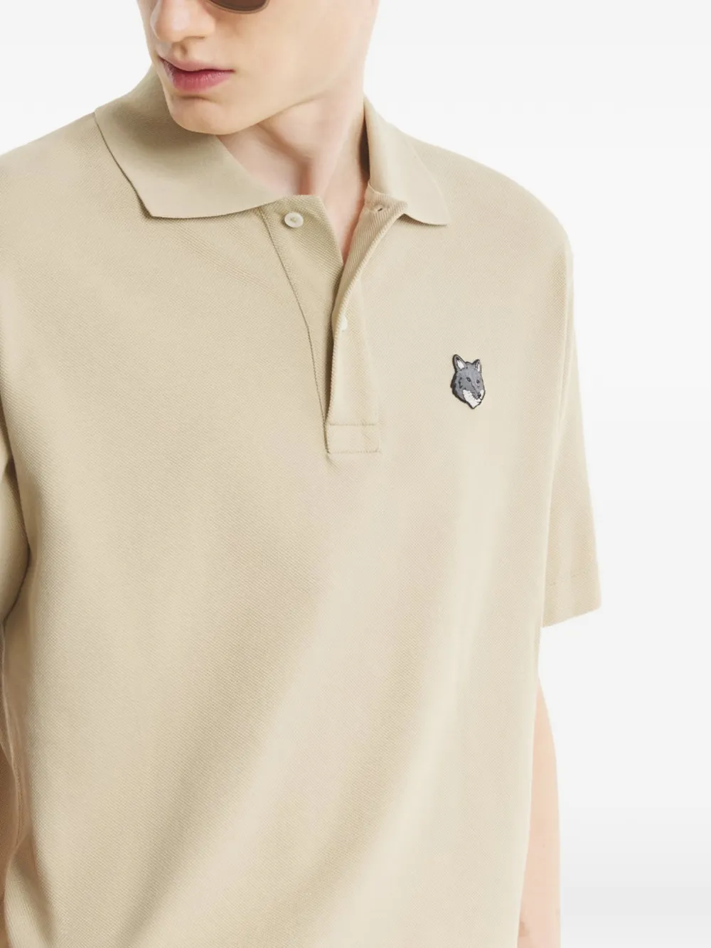 Maison Kitsuné Poloshirt met knopen Beige