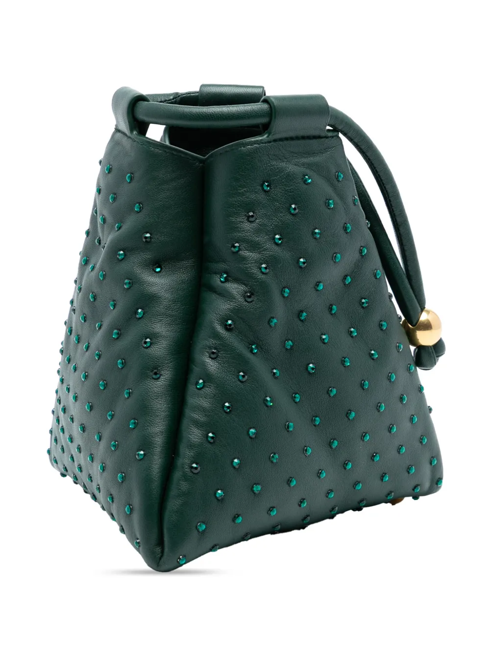 2021-2025 Mini Lambskin Crystal Embellished Triangle Handbag