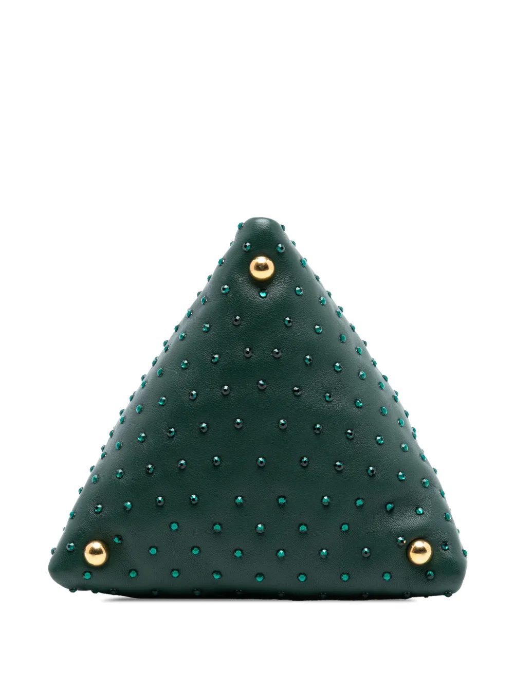 2021-2025 Mini Lambskin Crystal Embellished Triangle Handbag