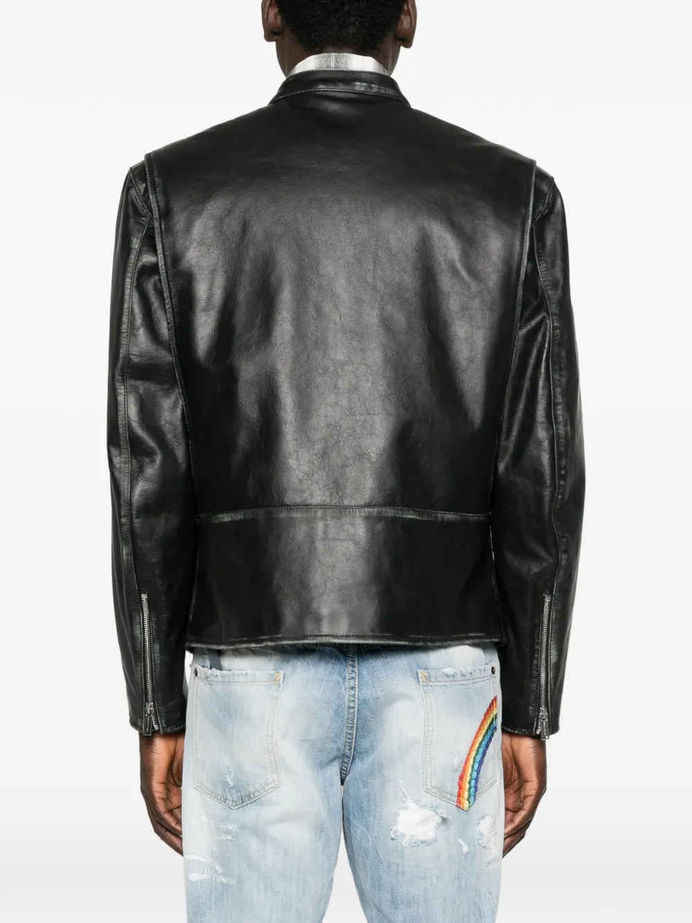 DSQUARED2 Bad Boy leren jack met rits Zwart