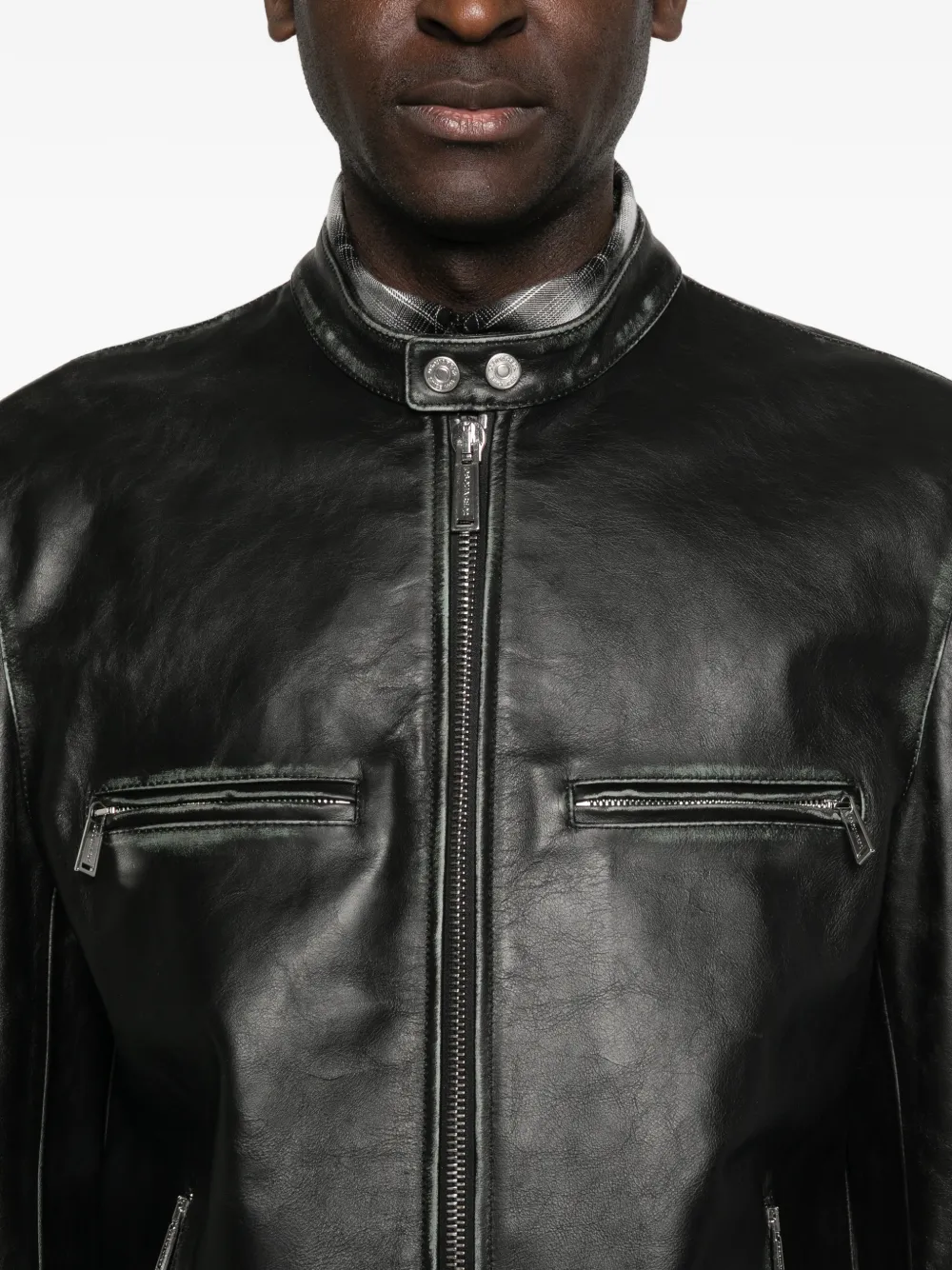 DSQUARED2 Bad Boy leren jack met rits Zwart