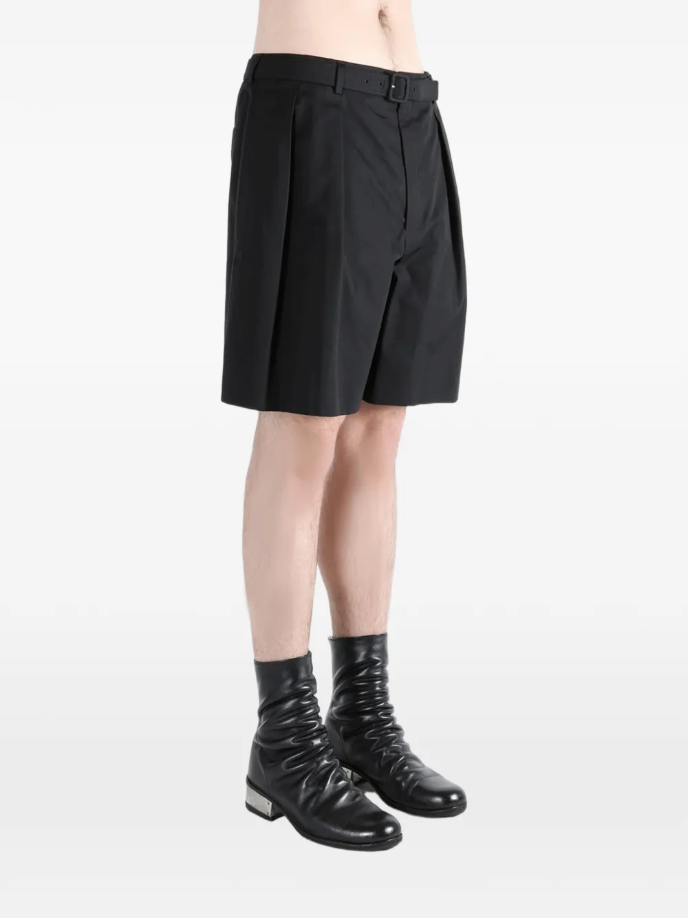 pleated belt shorts
