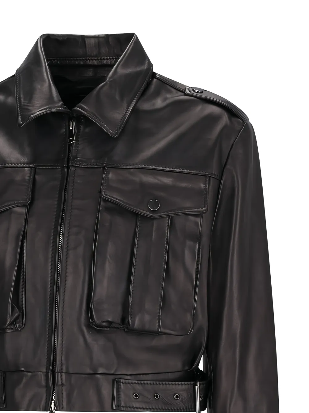 Alessandra Rich Zip-up Leather Jacket - Black 