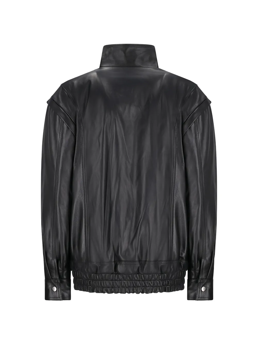  Alessandra Rich Removable-sleeve Leather Bomber Jacket - Black 