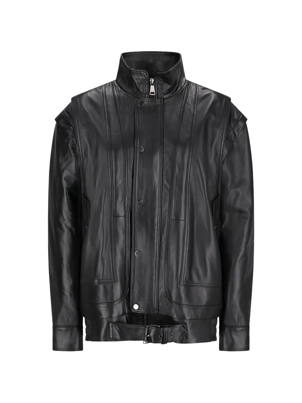 Alessandra Rich removable-sleeve leather bomber jacket - Nero
