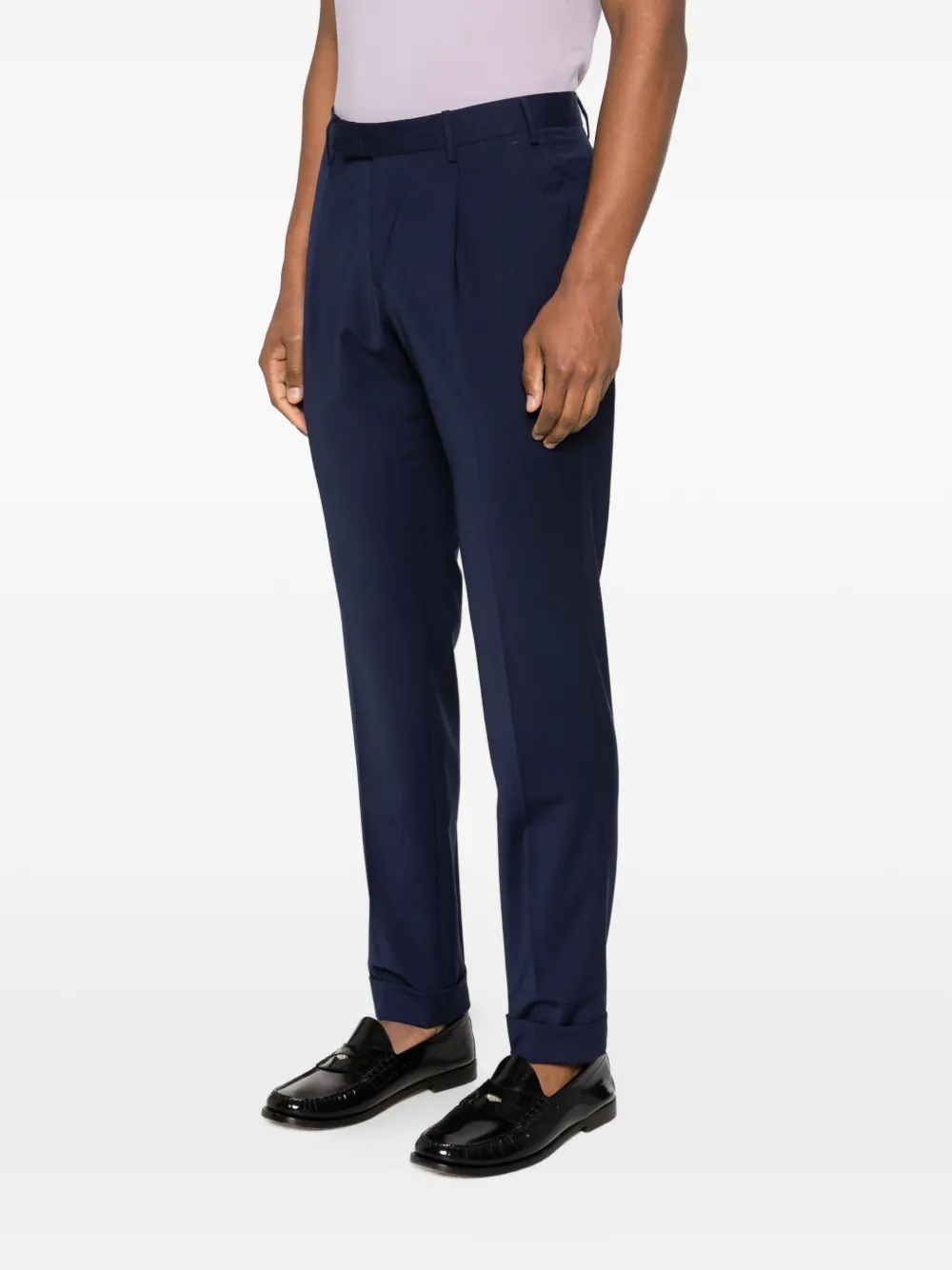 PT Torino Traveller plooibroek met manchetten Blauw