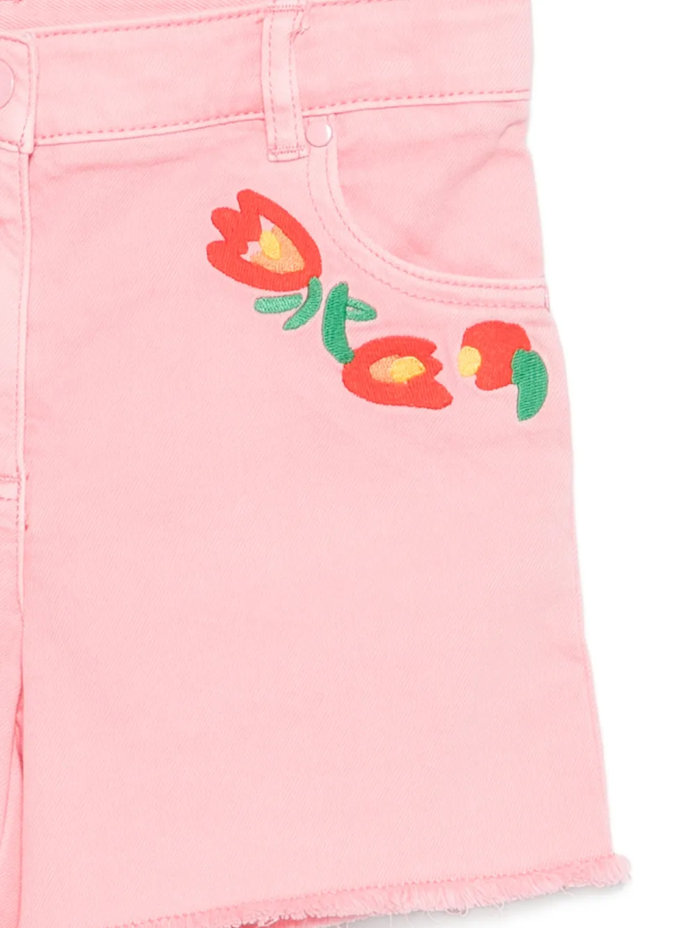 Stella McCartney Kids Gerafelde shorts met geborduurde bloemen Roze
