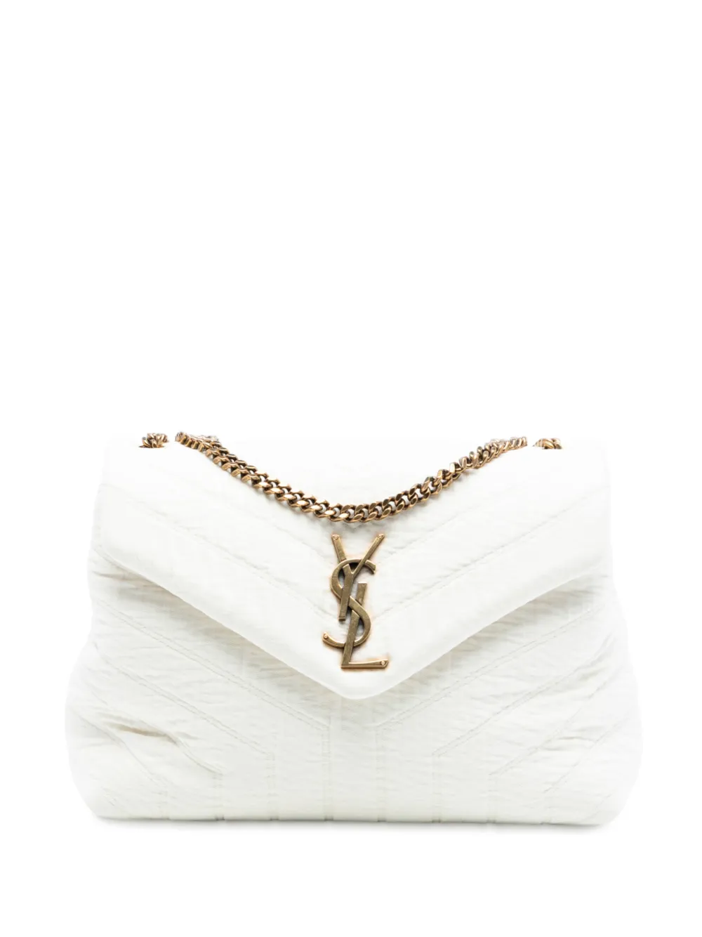 Saint Laurent Pre-Owned 2023 Small Jersey Loulou Puffer shoulder bag - Bianco