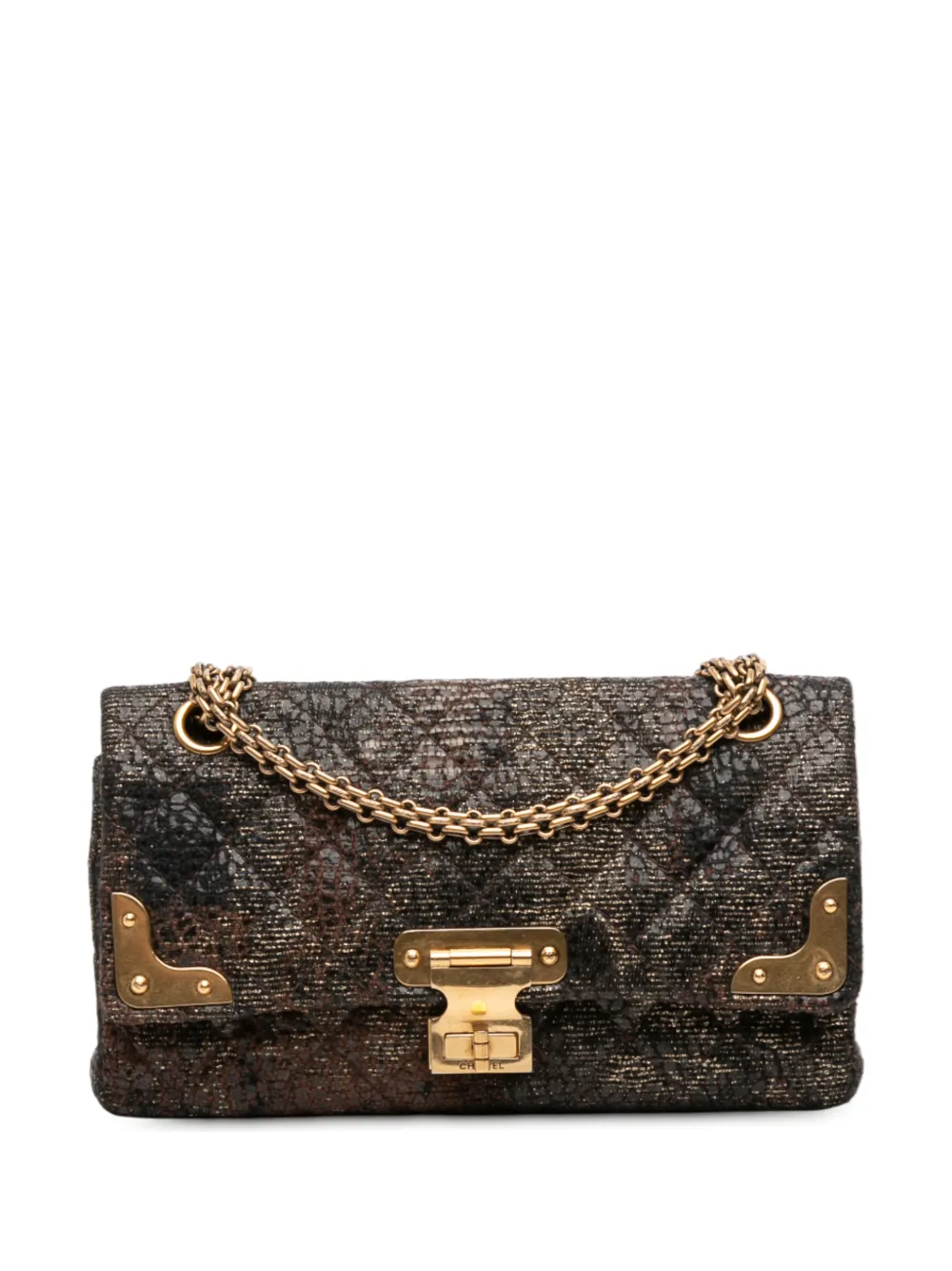 CHANEL Pre-Owned 2009-2010 Paris Shanghai 2.55 Icons Lacquered Tweed Double Flap 225 shoulder bag - Marrone