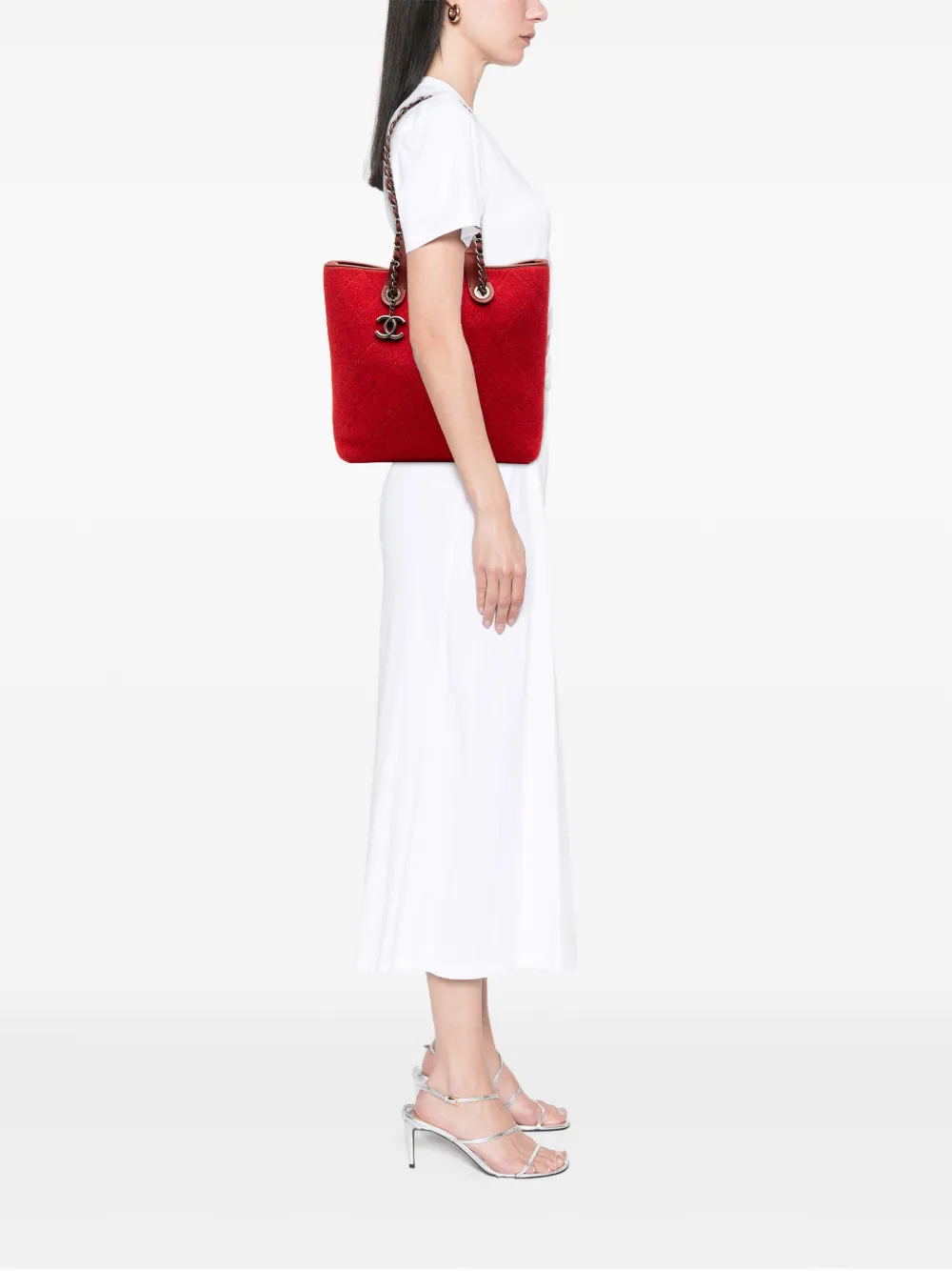 CHANEL Pre-Owned 2011 Medium CC Quilted Felt Pop Tote satchel - Rosso