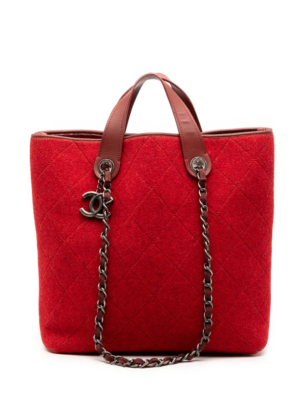 CHANEL Pre-Owned 2011 Medium CC Quilted Felt Pop Tote satchel - Rosso
