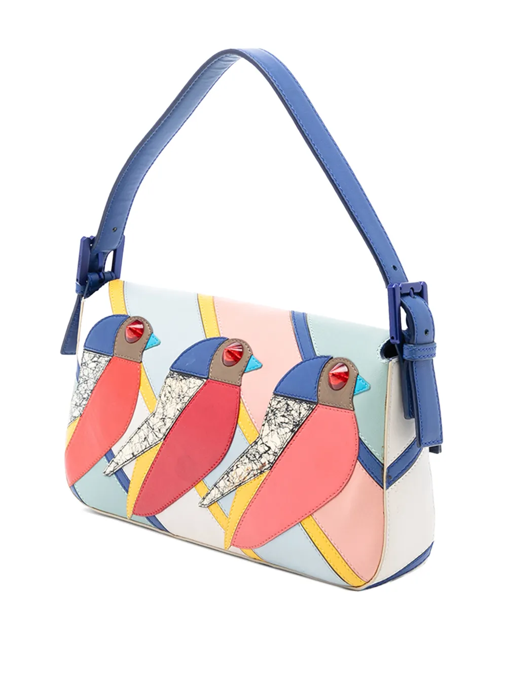 2010-2025 Patchwork Leather Qutweet Bird Baguette Shoulder Bag