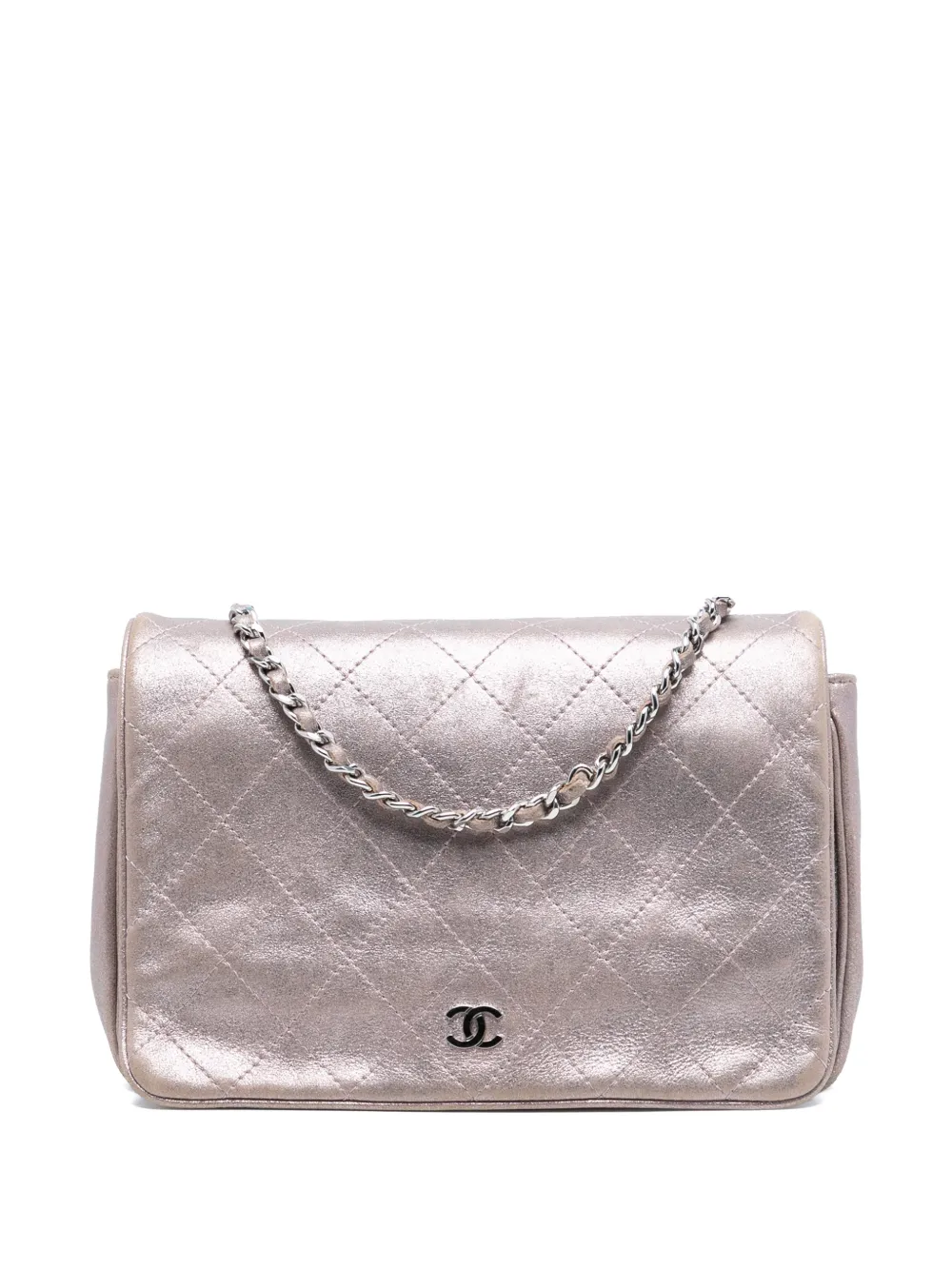 CHANEL Pre-Owned 2013-2014 CC Quilted Metallic Lambskin Wallet On Chain crossbody bag - Rosa