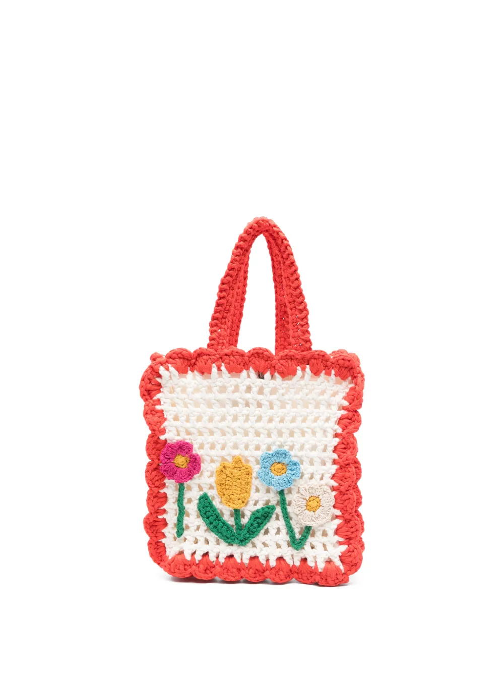 Stella McCartney Kids floral-appliqué crochet bag - Bianco
