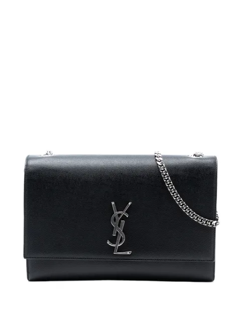 Saint Laurent Pre-Owned mellemstor Grain De Pourdre Monogram Kate crossbody-taske i læder fra 2017